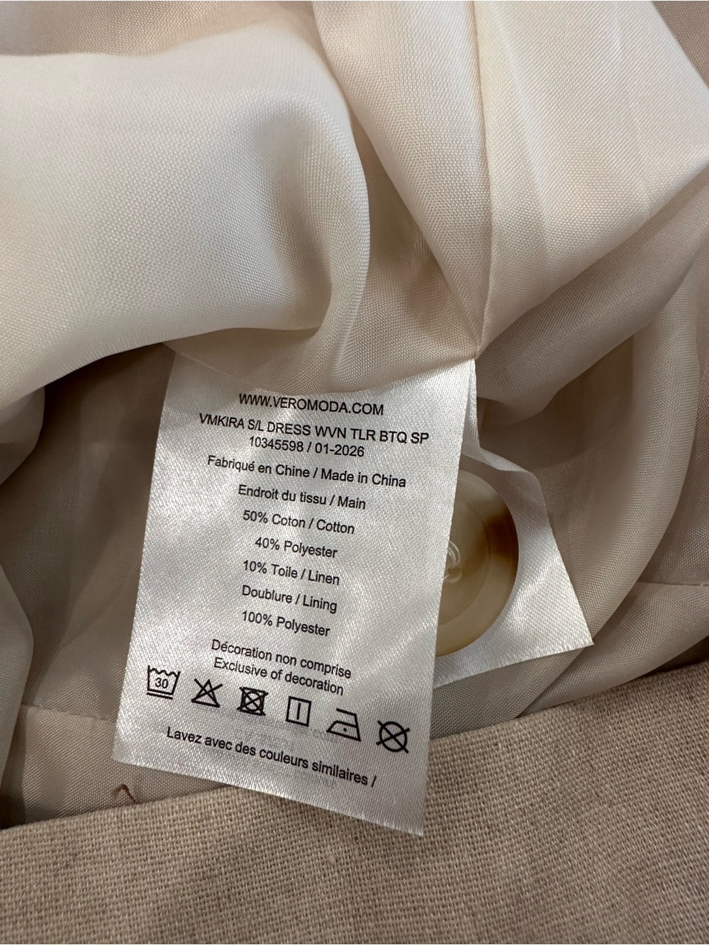 Vero Moda Neutral Beige Button-Front Mini Dress - Picture 4 of 4